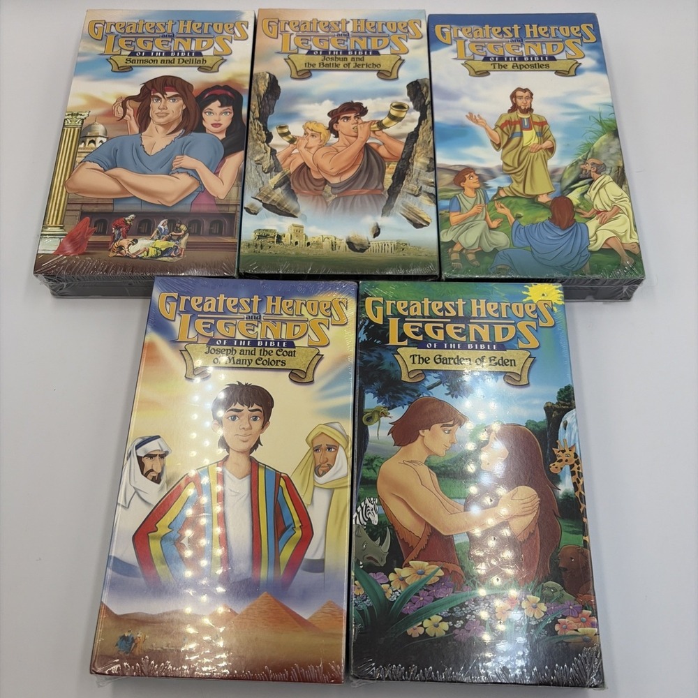 Bible Stories Greatest‎ Heroes and Legends of the Bible VHS Lot of 5 Sealed